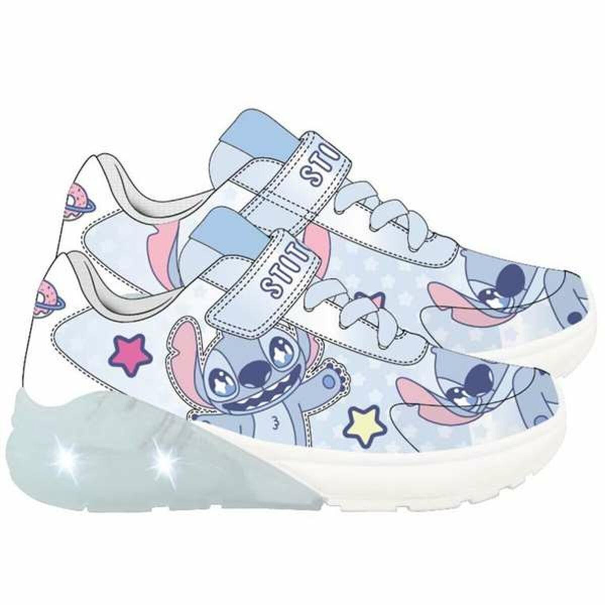 Sneakers til Børn Stitch Lyseblå med LED Lys - Tilbud 239 DKK