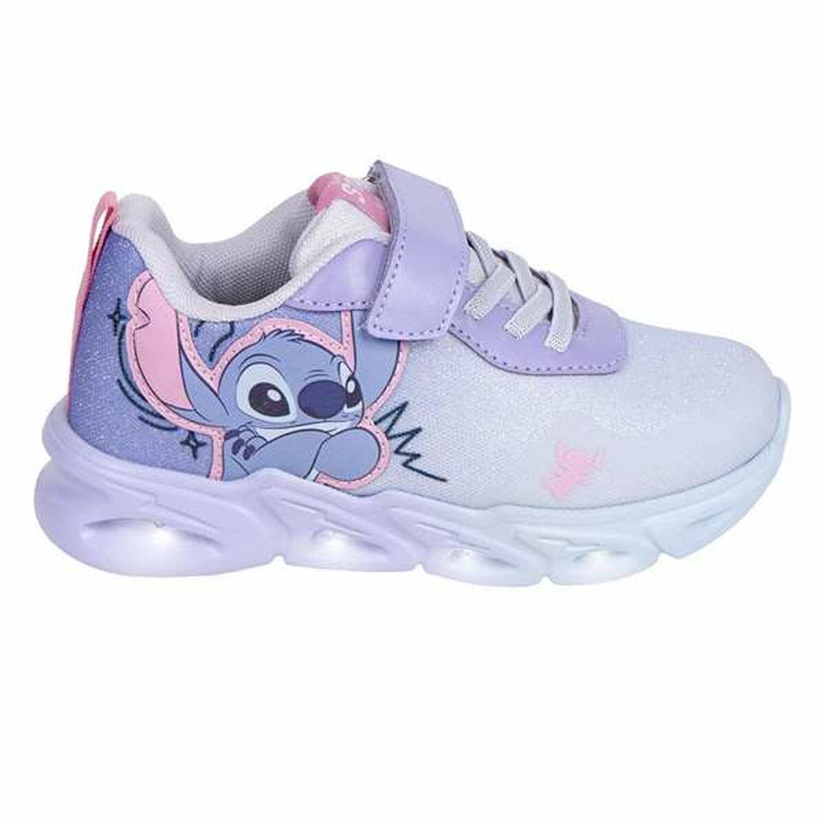 Børnesneakers Stitch med lys i trendy lilla – kun 229 DKK!