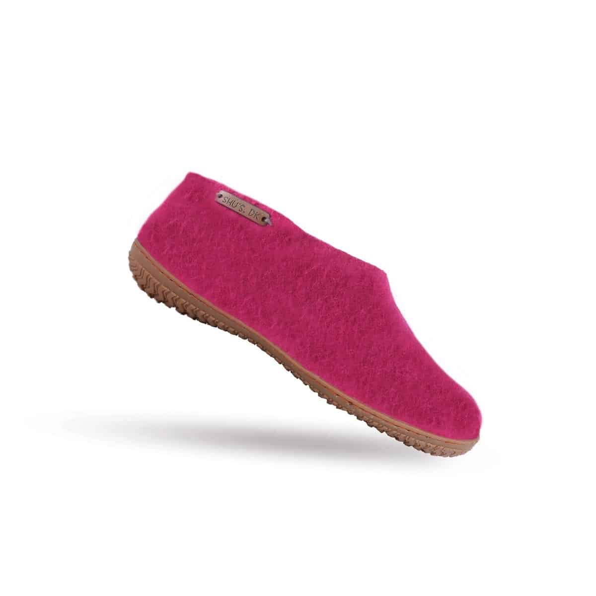 Uld Hjemmesko 100 Ren Uld Model Pink Gummisål Dansk Design Fra Shus - Pink  36