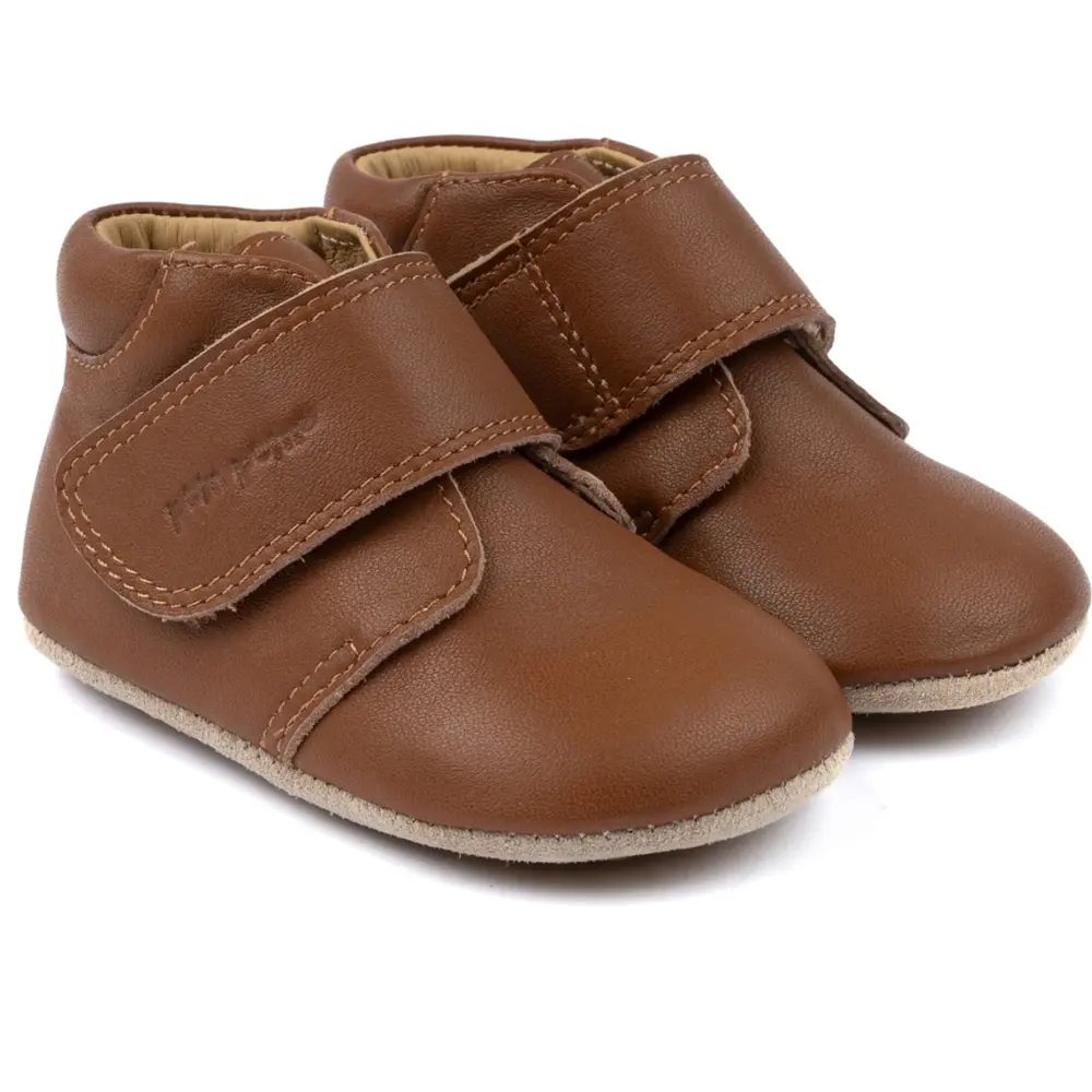 Praktiske Begynder Velcro Sko - Brun til 299 DKK!