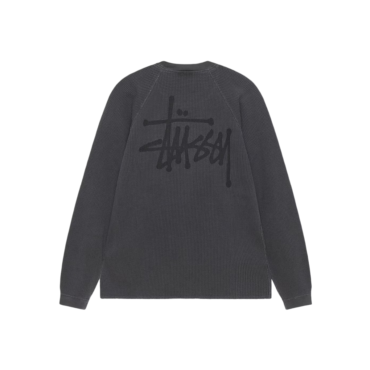Stussy Raglan Thermal Crew Washed Black - Sort  XS