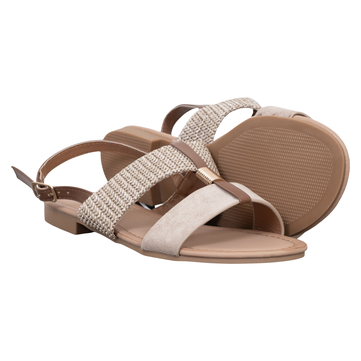 Ideal Shoes Dame Sandaler Khaki - Khaki  37