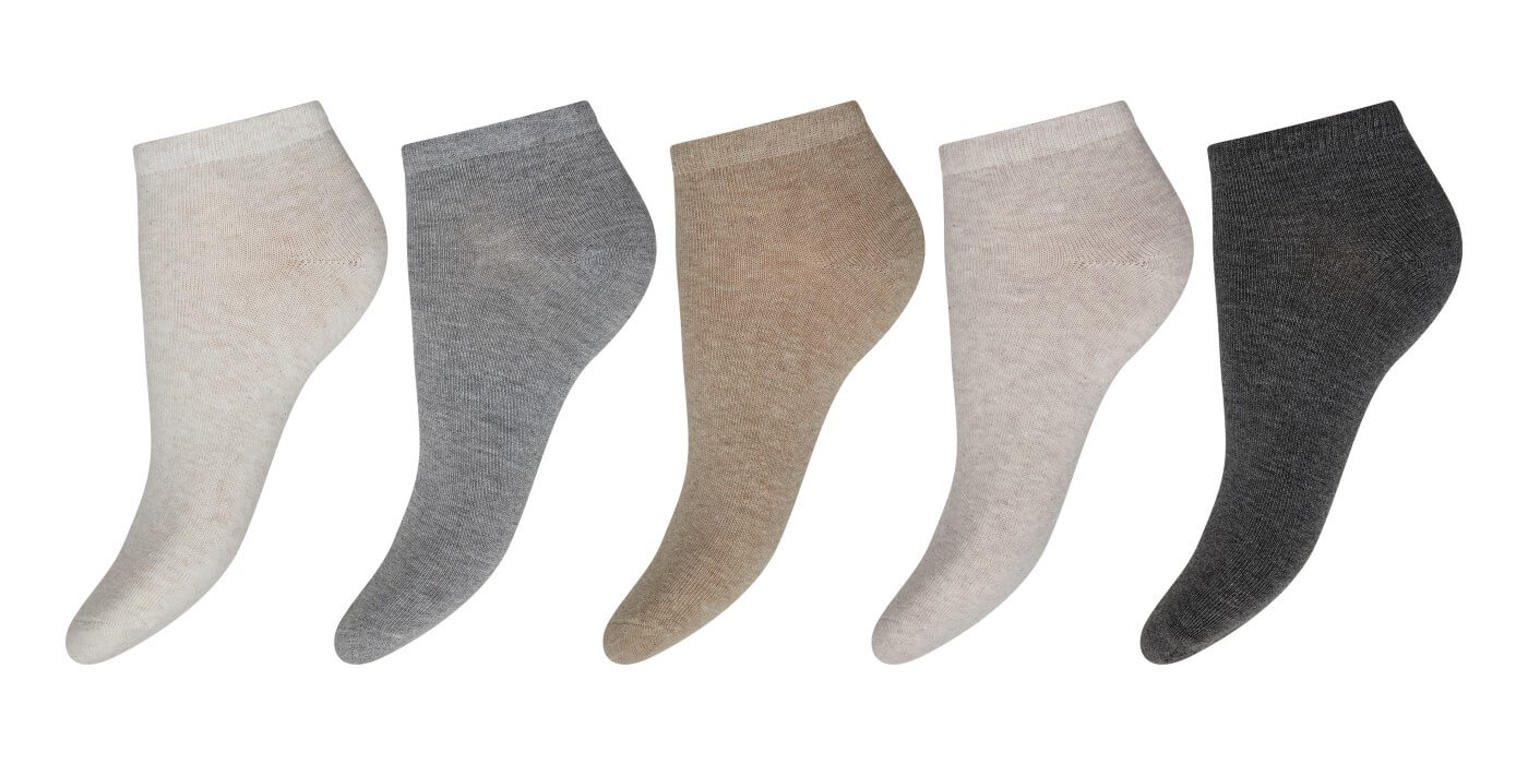 Pak Natur Mix Decoy Bambus Ankelstrømper Til Damer - Beige, Grå, Lys Dame 37, 38, 39, 40,