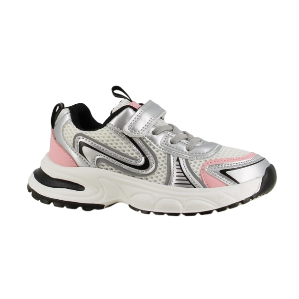 Moderne New York Pige Sneakers i Hvid, Sølv og Pink - 250 DKK!