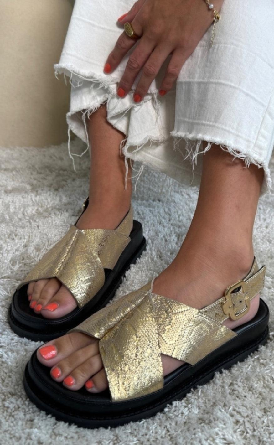 Copenhagen Shoes Sandaler New Stronger Gold Print - Guld  36