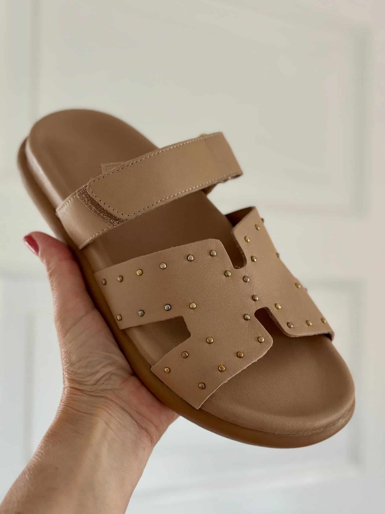 Gloria Shoes Cappuccino Slip Sandal Med Velcro -   41