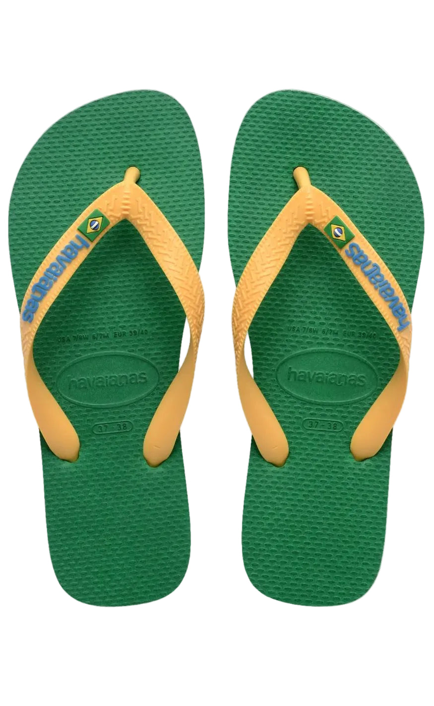 Havaianas Klipklapper Sandal Brasil Logo Green Yellow - Grøn  35/36