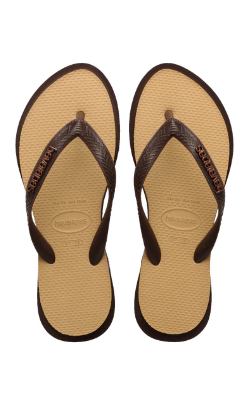 Havaianas Klipklapper Sandal Top Point Fusion Dark Brown Golden - 1859 Dark Brun/  35/36