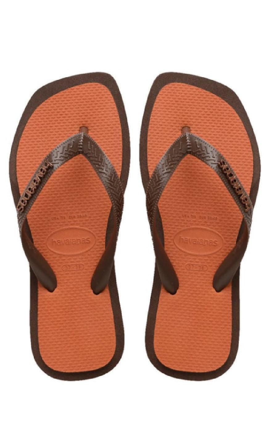 Havaianas Klipklapper Sandal Top Square Fusion Dark Brown - Dark Brun  35/36