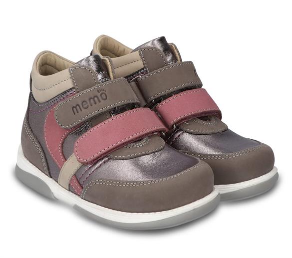 Memo Gabi Sneakers Platin Grå Lilla Velcrosko Med Ekstra Støtte -