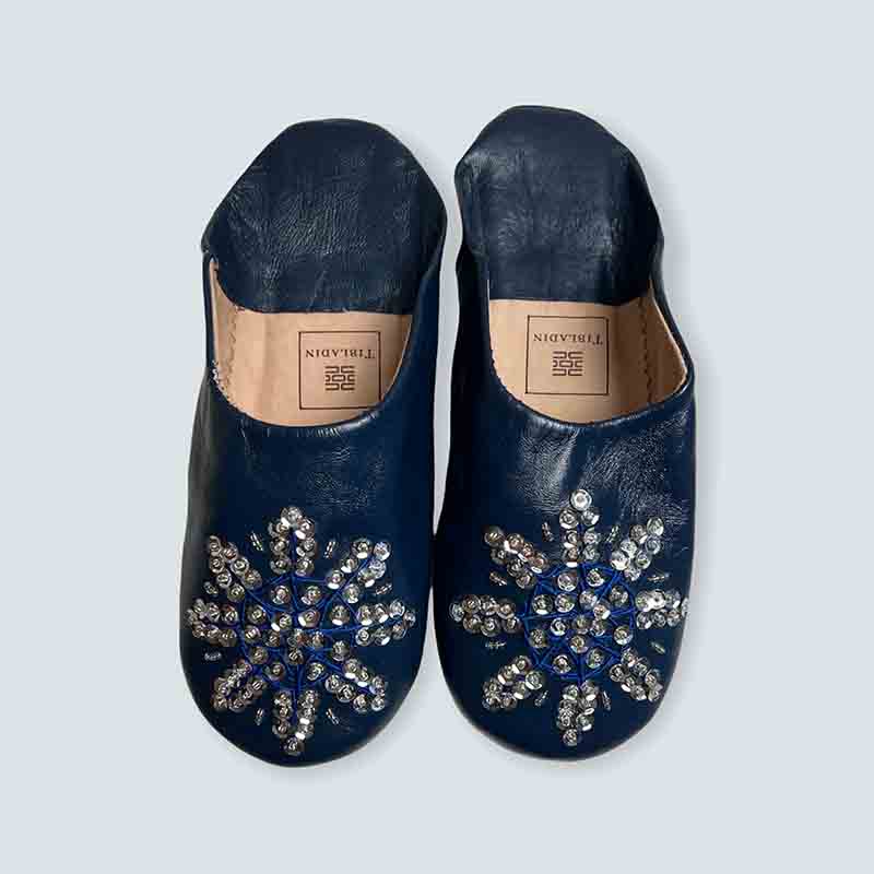 Midnatsblå Slippers med Palietter – Stilfuld Elegance!