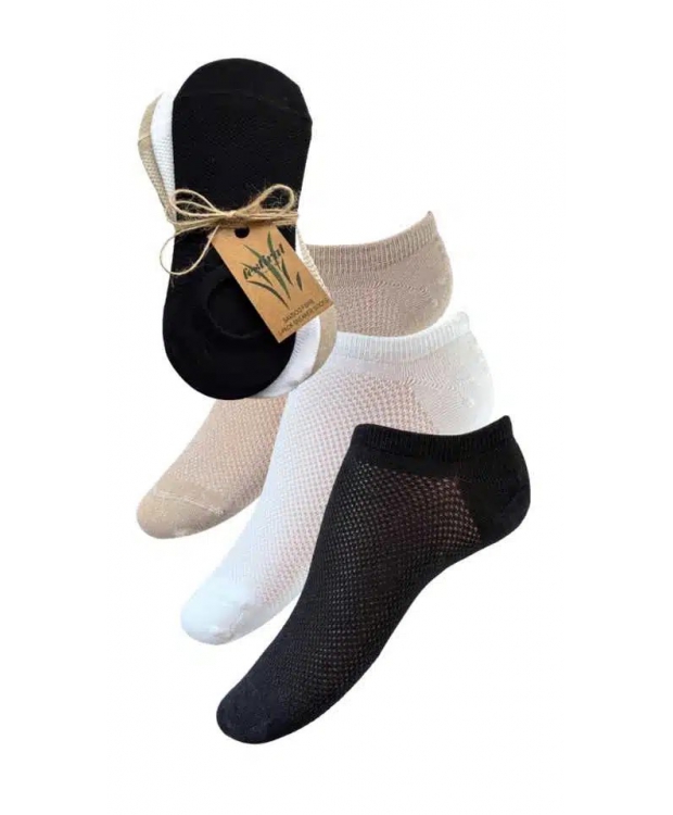 Festival Pak Bamboo Sneaker Sok Med Silicone Hæl Multifarve Til Kvinder - Multifarvet  Onesize