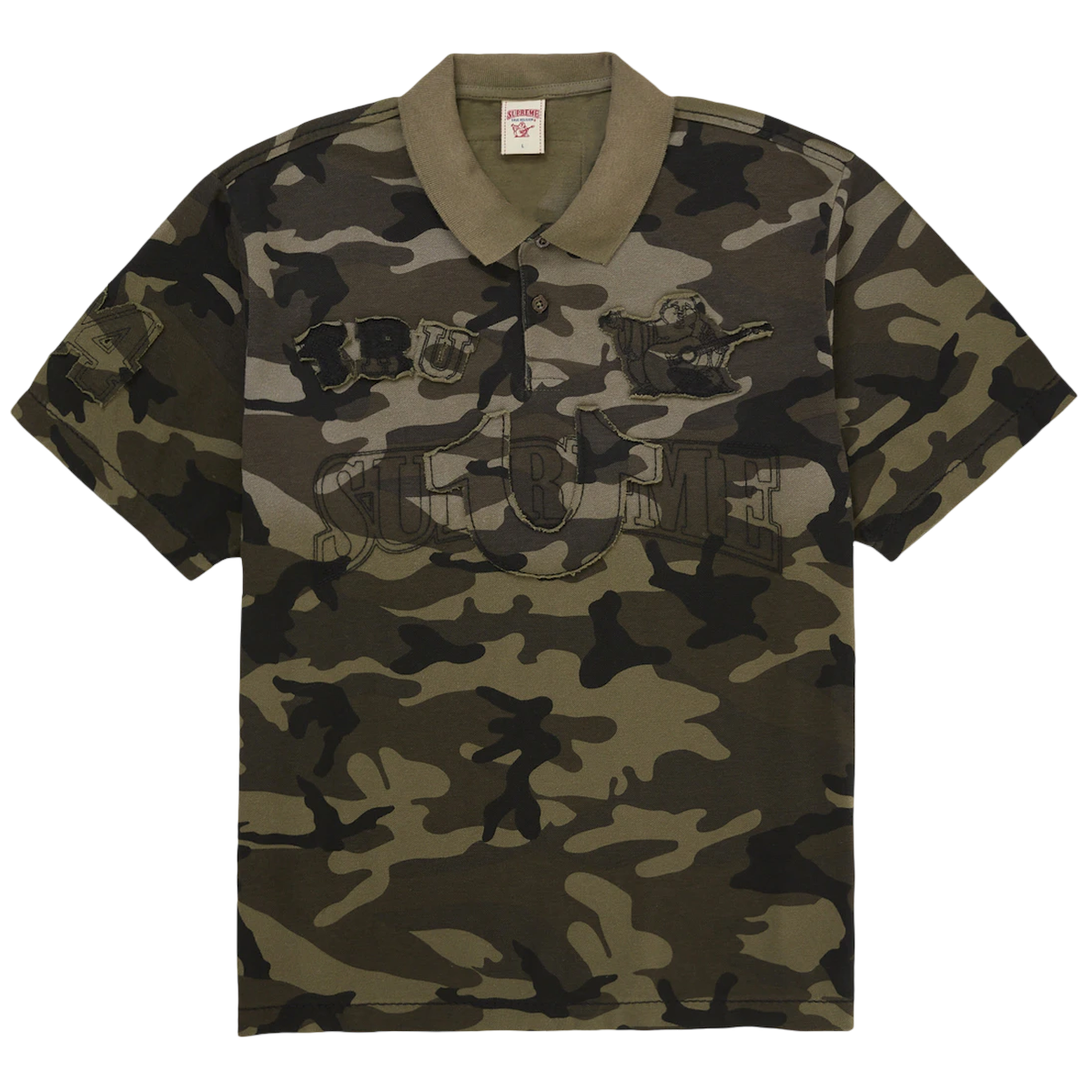 Supreme True Religion Applique Polo Olive Camo -   S