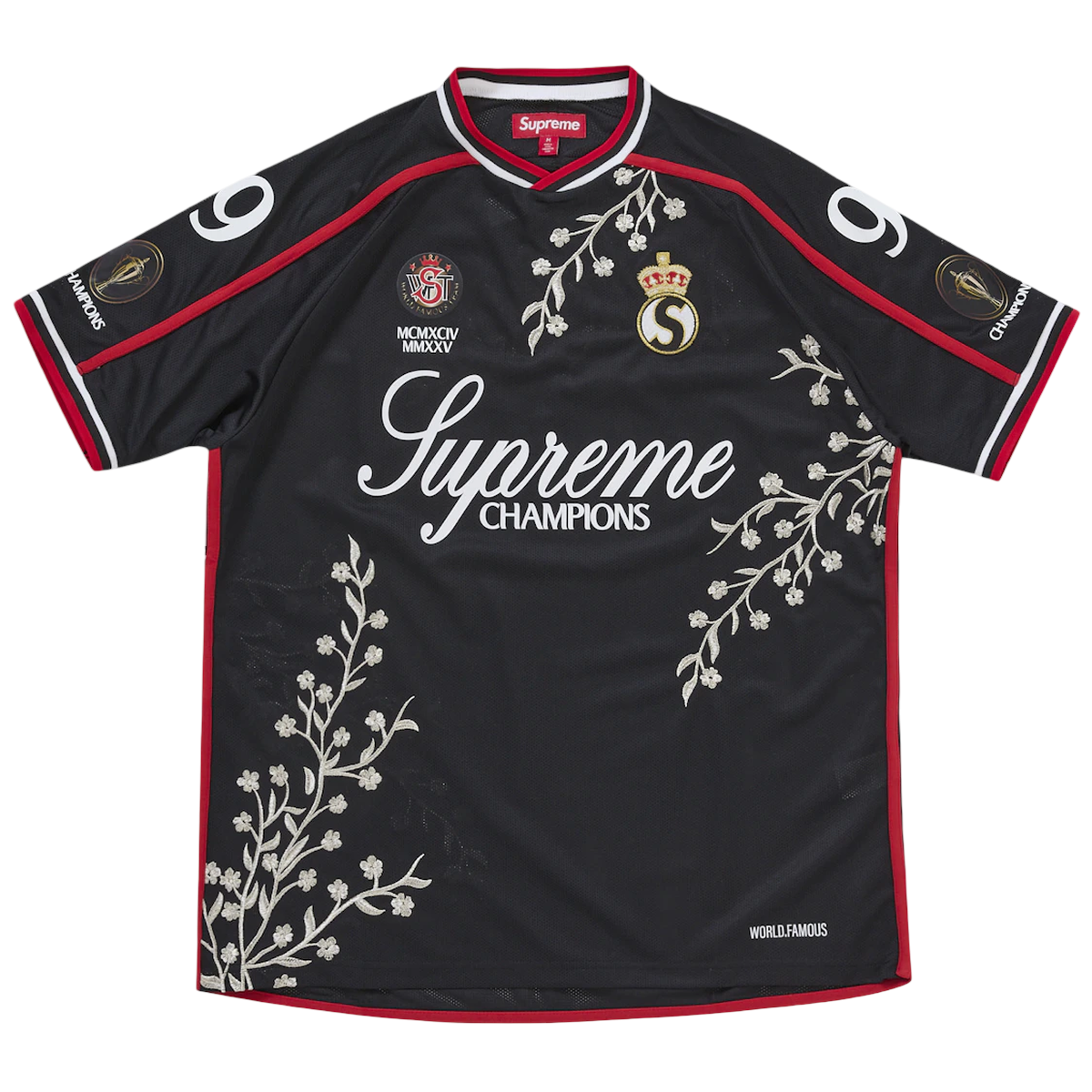 Supreme Floral Soccer Jersey Black - Sort  S