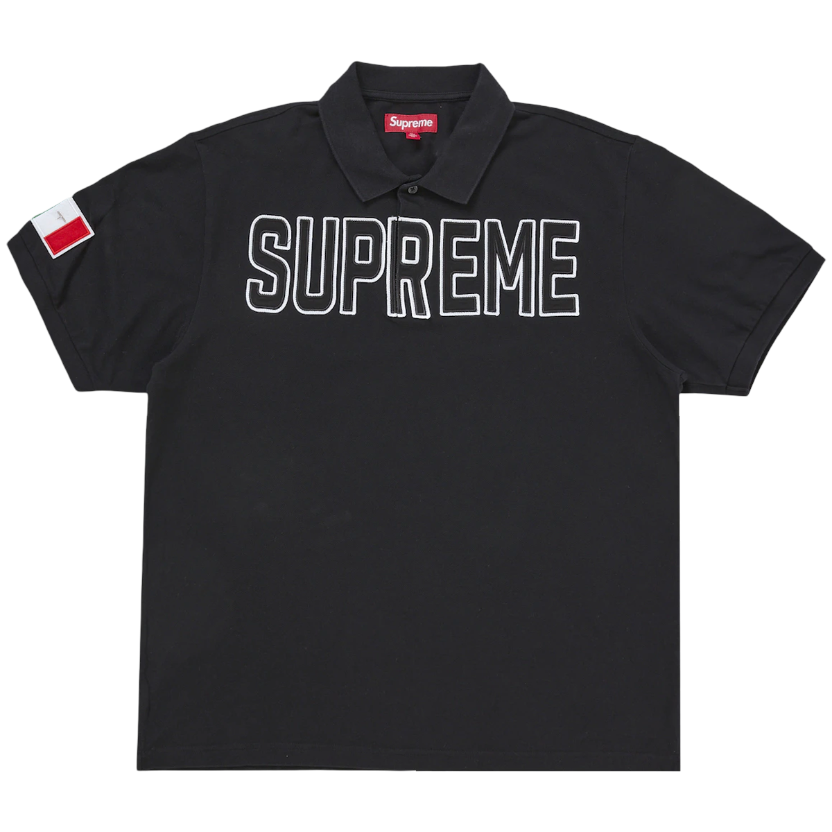 Supreme Twill Appliqu Polo Black - Sort  S