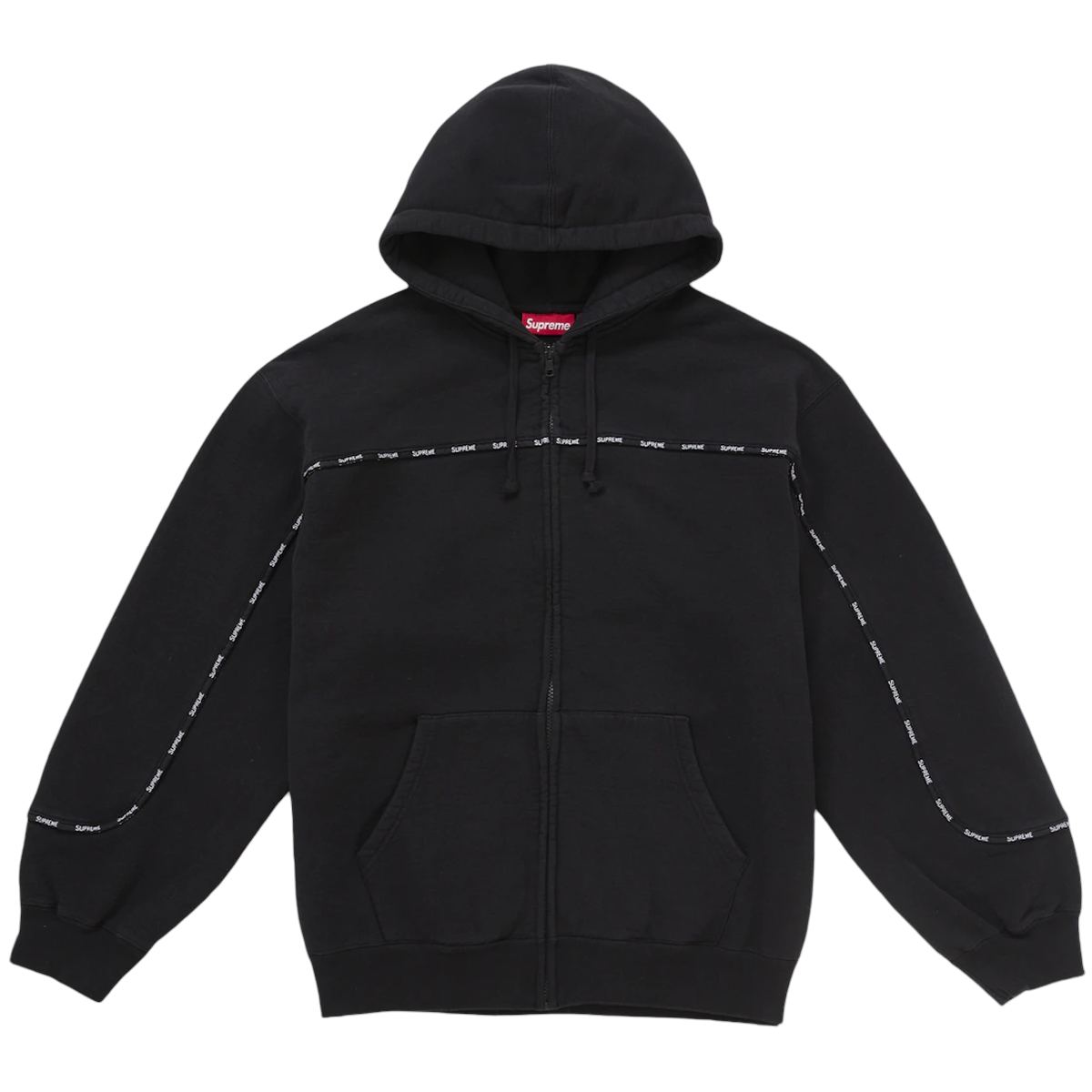 Supreme Piping Zip Hooded Sweatee Shirt Black - Sort  S