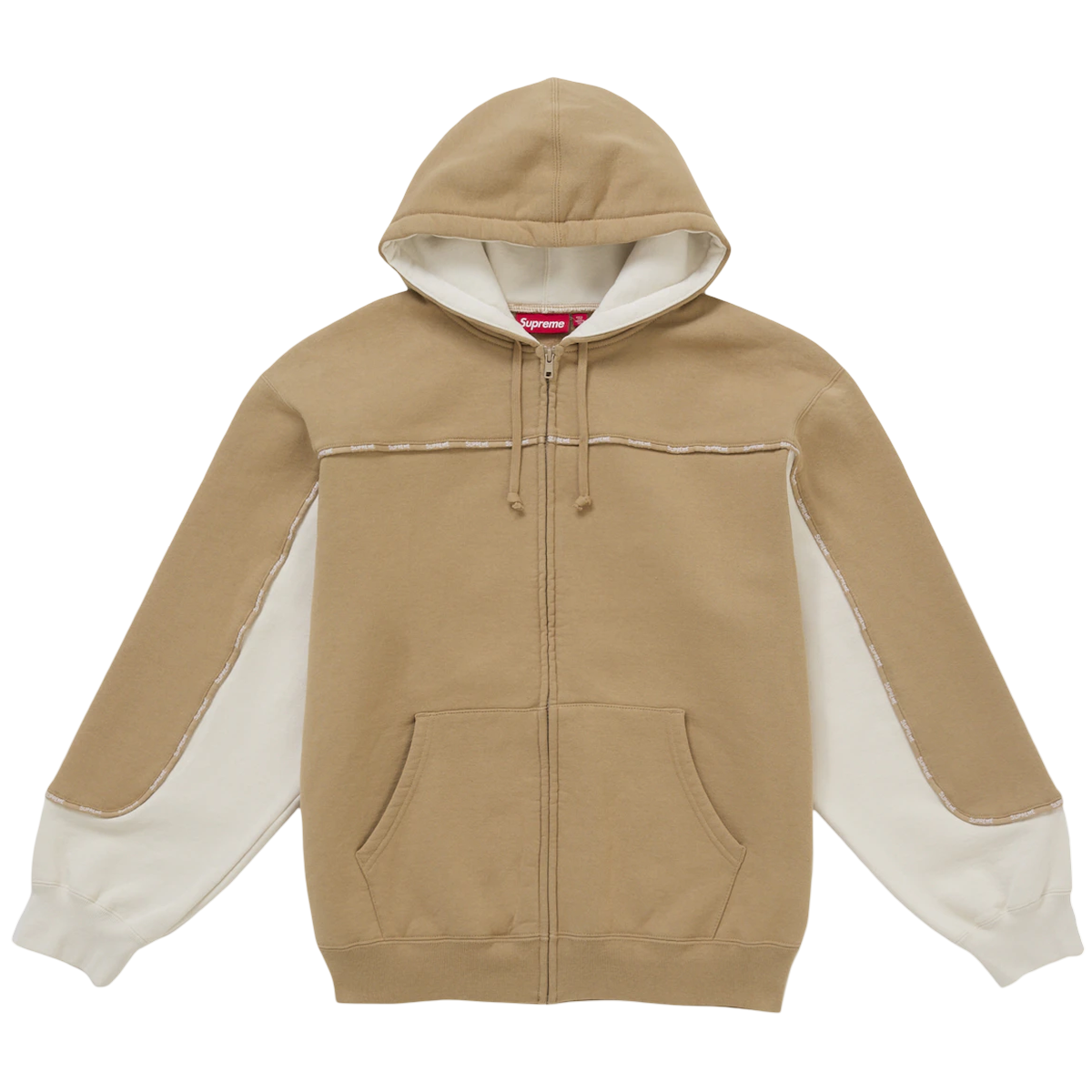 Supreme Piping Zip Hooded Sweatee Shirt Brown -   S