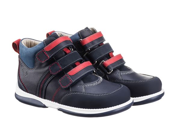 Memo Polo Sneakers - Mørkeblå med Røde Velcro til Børn