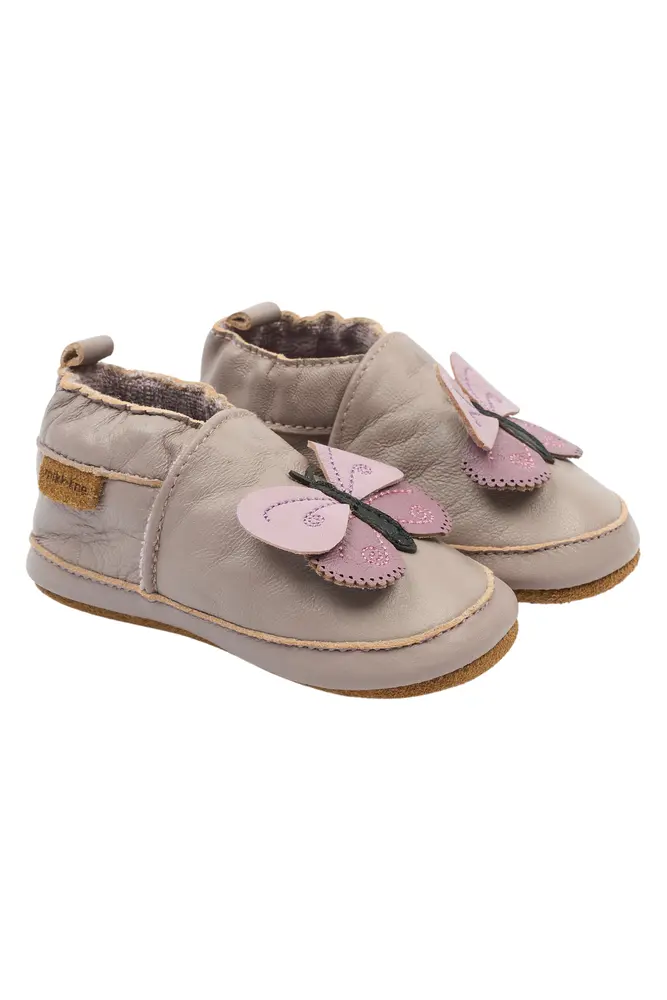Læder Hjemmesko Butterfly Mdr - Rosa  12-18 MDR.