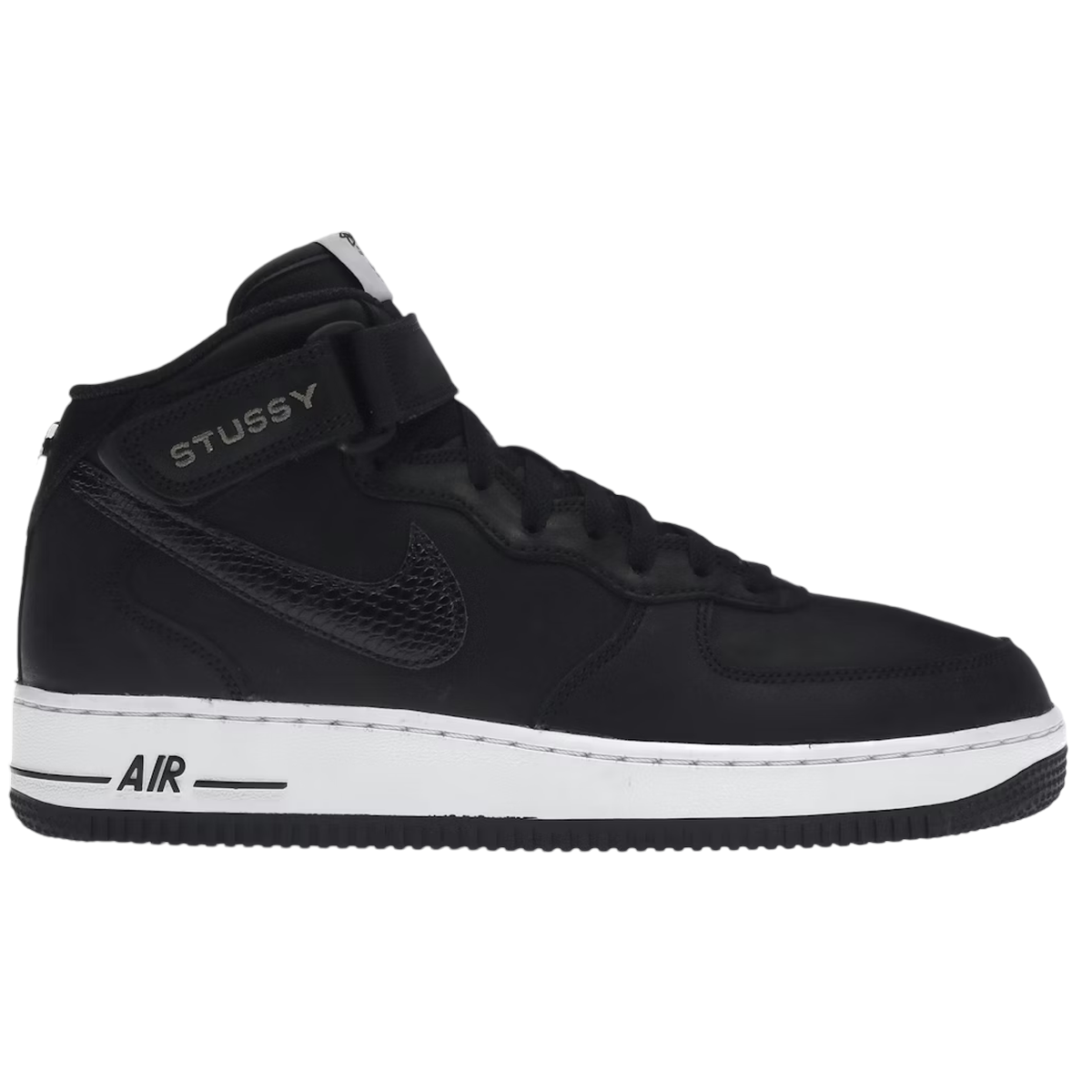 Nike Air Force Mid Stussy Black White - Sort  35.5