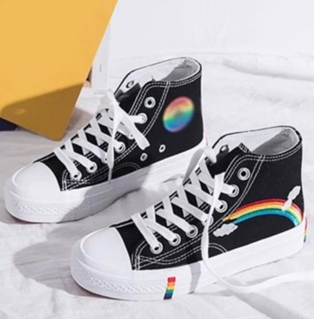 Høje Sneakers i Sort med Regnbue - Fantastisk Tilbud!