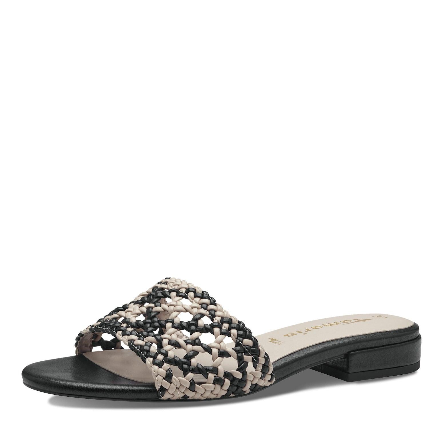 Tamaris Flet Sandal Sort Råhvid - Hvid