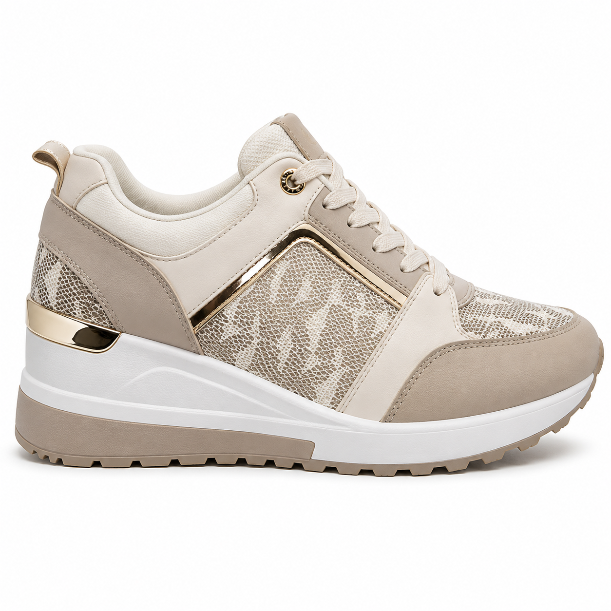 Luxe Wedge Sneaker Beige -   41