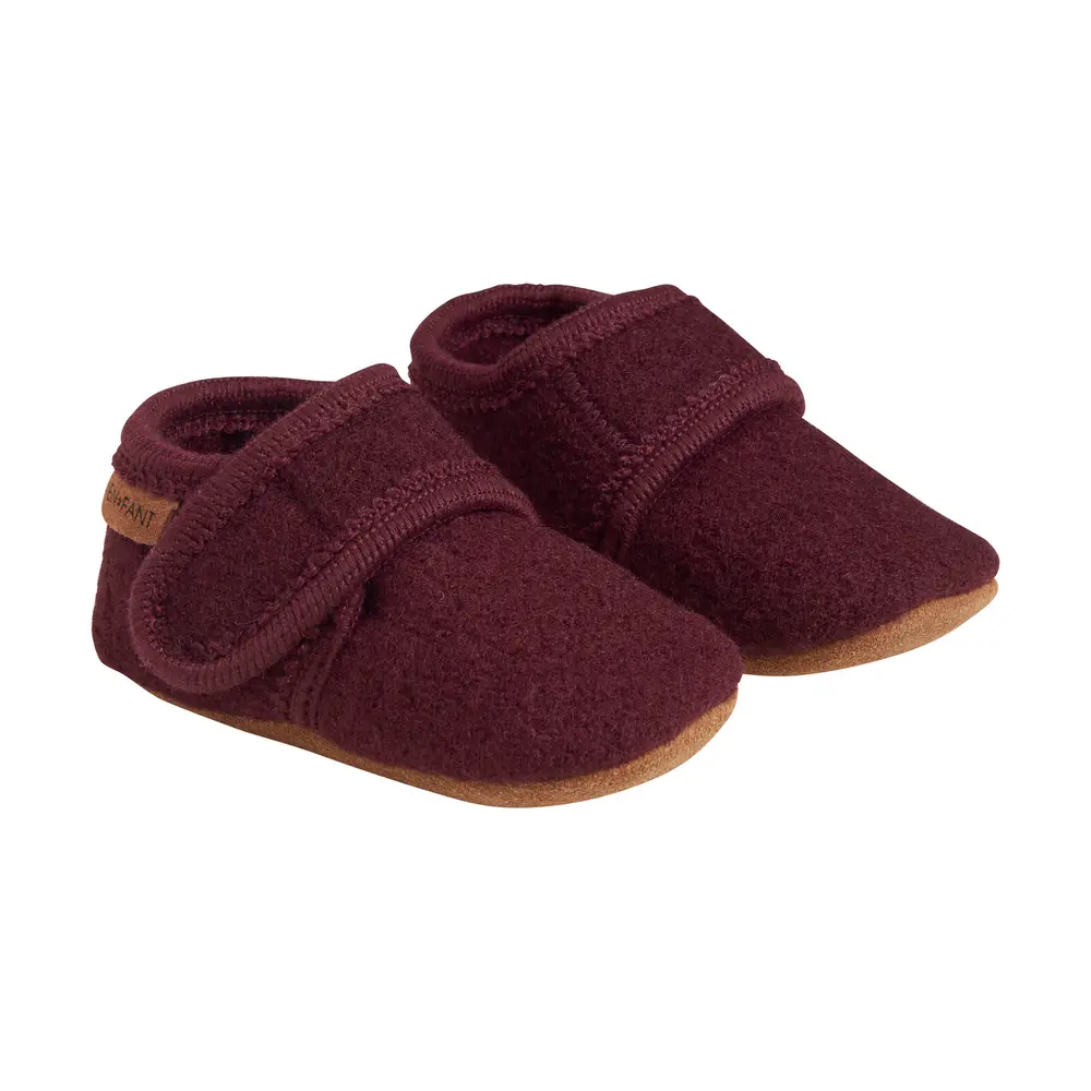 Baby Wool Slippers Winetasting - Rød  21-22