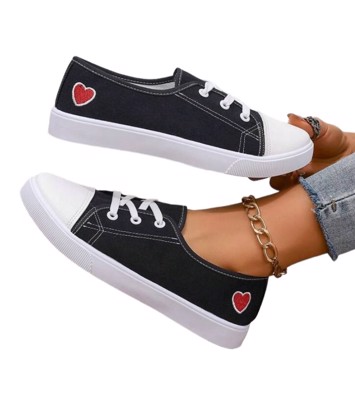 Sneakers Fede Sneakers Sort Med Rødt Hjerte - Sort