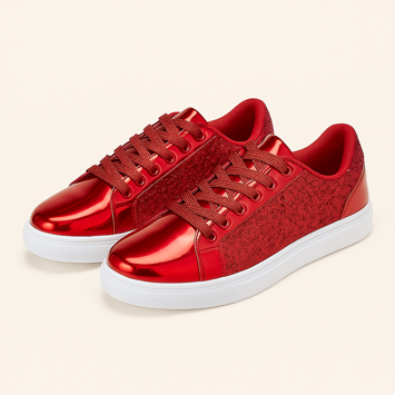 Glitrende Røde Sneakers - Sjovt og Skinnende Tilbud!