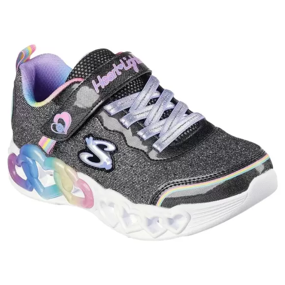 Skechers Girls Infinite Heart Lights 303751l Bkmt - Sort Unisex 31