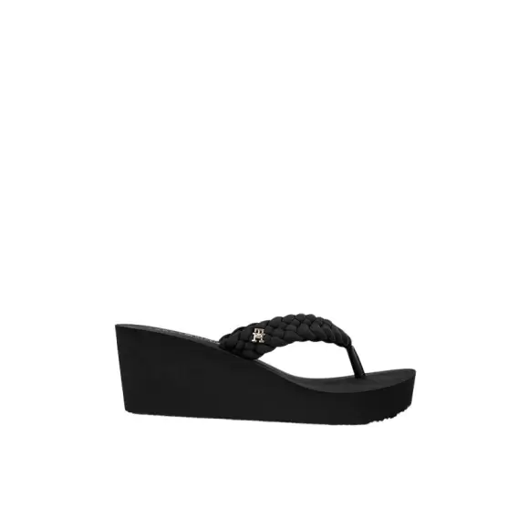 Tommy Hilfiger Wedge Braided Summer Sandal Fw0fw09198bds - Sort Female 38