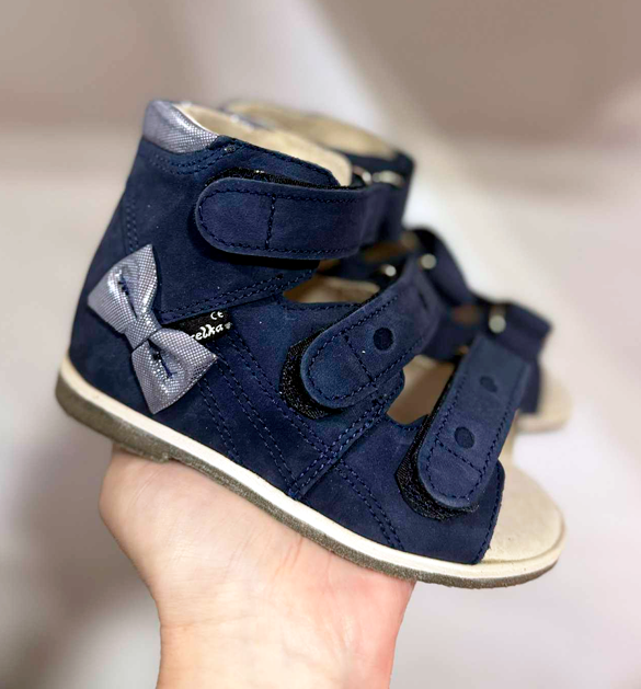 Aurelka Høj Sandal Navy Sløjfe Sandal Med Ekstra Støtte -