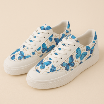 Sneakers Blue Dance Hvide Sneakers Blå Sløjfer Guld - Hvid  Str. 42  - Vejl