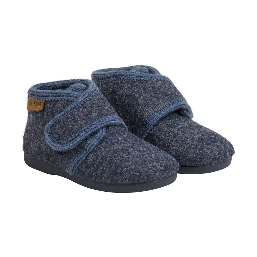 Uldhjemmesko Velcro Navy Melange - Hjemmesko  21