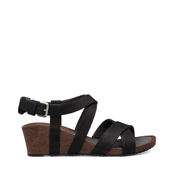 Teva Mahonia Wedge Cross Strap Dame Black - Sort  36