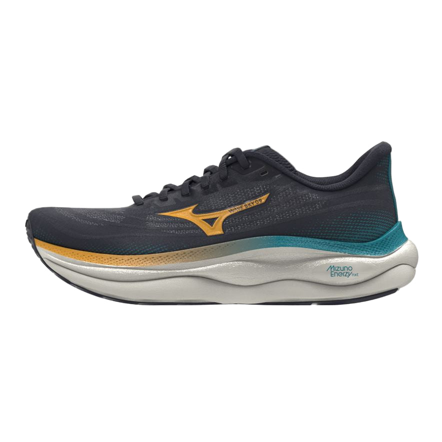 Mizuno Wave Sky Løbesko Baritone Blue Citrus Capri Breeze - Løbesko  40