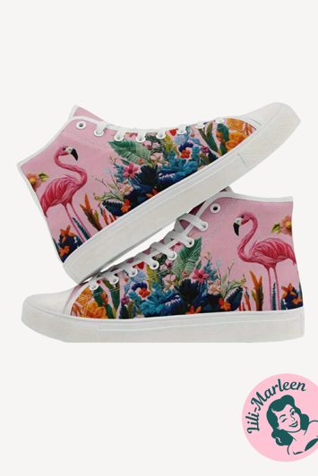 Flamingo High Top Sneakers Pink Med Tropisk Print - Pink