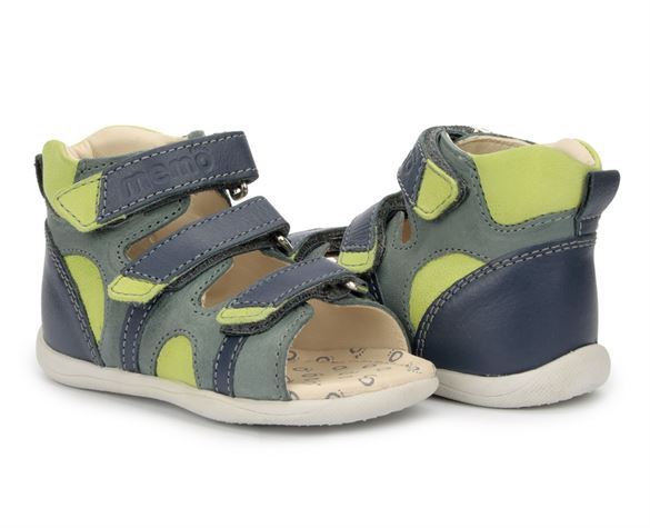 Memo Diego Sandal Petrol Navy Lime Drengesandal Med Ekstra Støtte -