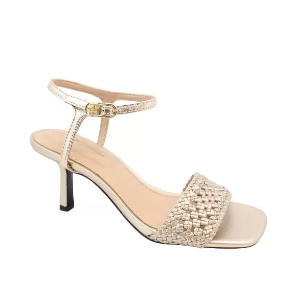 Tommy Hilfiger Metallic Lthr Kitten Sandal Fw0fw086110hs - GOLD Female 40