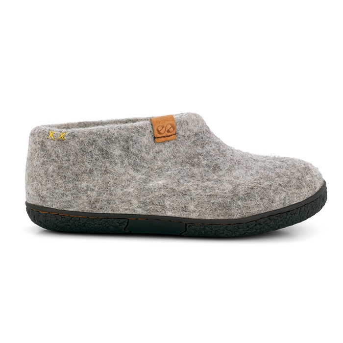 Green Comfort Pumori Uldsko Gummisål Light Grey Hjemmesko Slides - Grøn  36